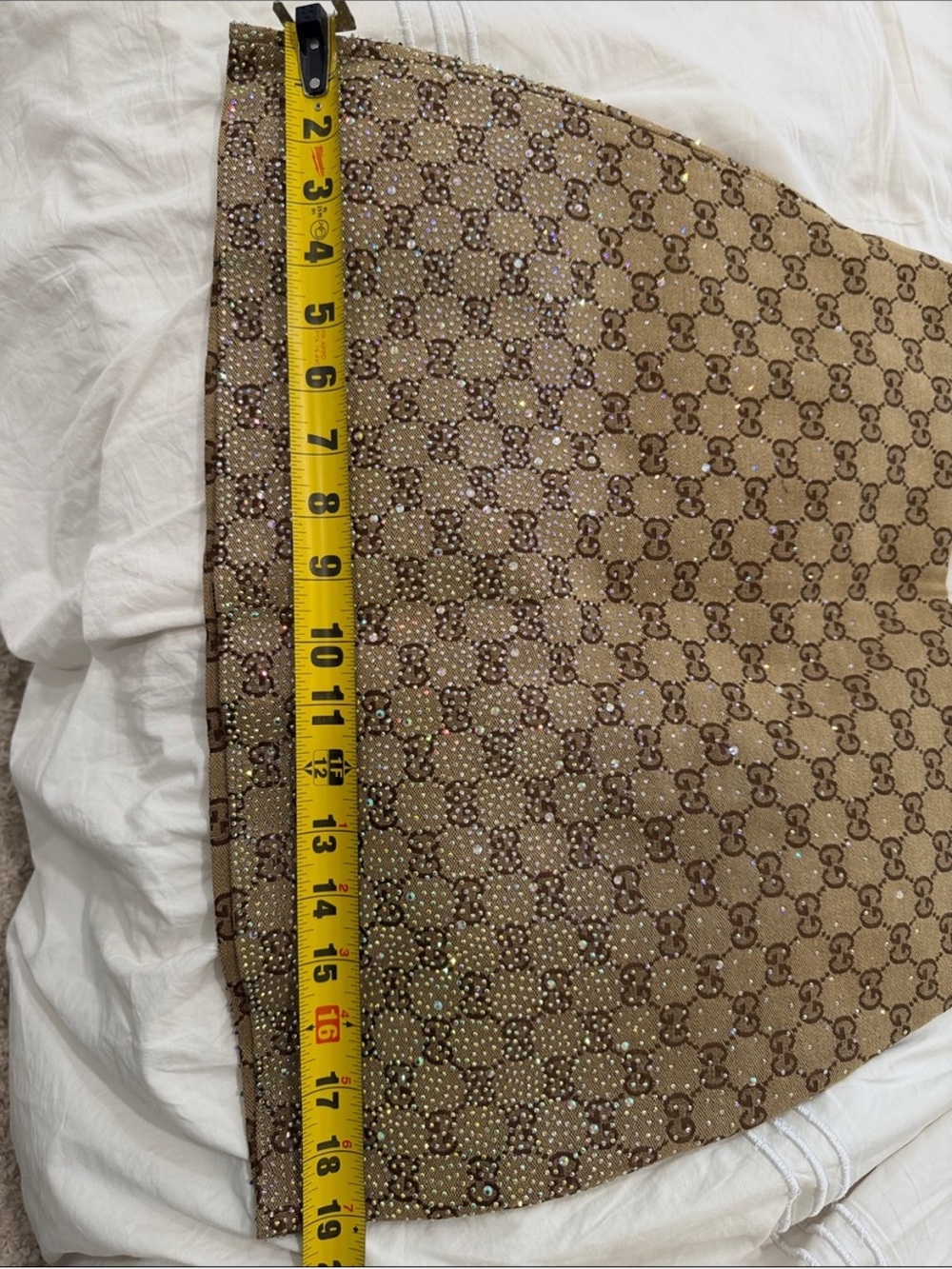 Gucci Tan Brown GG Crystal-Embellished Mini Skirt - Picture 6 of 7